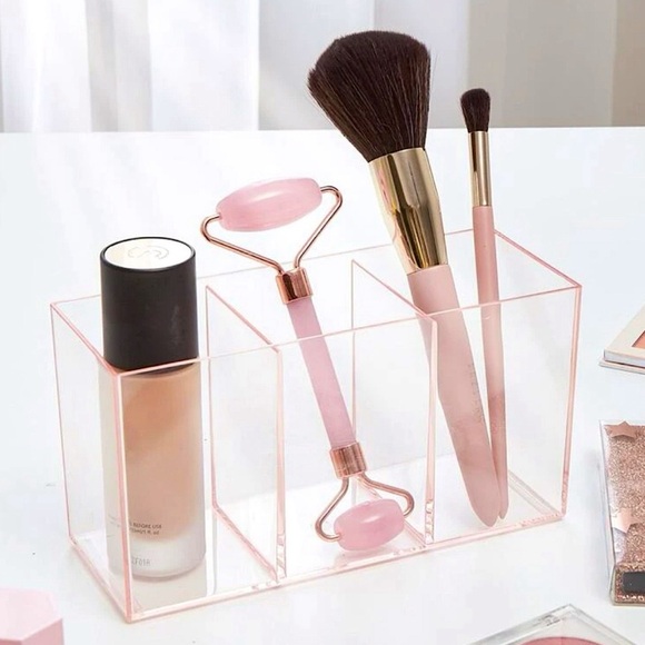 Pink Acrylic Makeup Organizers Rotating Tray Pink Blush Color Makeup Holders - Picture 12 of 16